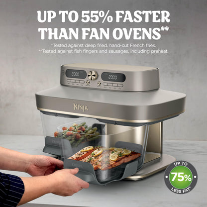 Ninja CRISPi DualZone 2-basket Glass Air Fryer, 8 Cooking Functions, Cook Two Foods at The Same Time, PFAS-Free Glass Containers, Includes Storage Lids, Stone Gold DD103UKSD1