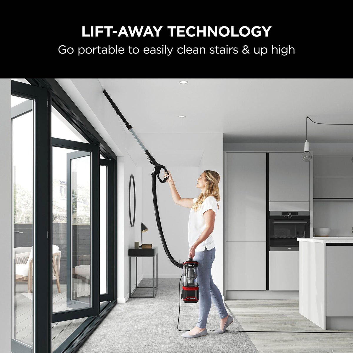 Shark Corded Upright Vacuum Cleaner 1.1L, Pet Model, Red/Black, NV602UKT