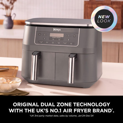 Ninja Dual Zone 6-in-1 7.6L Air Fryer, 2 Drawers, Gunmetal DZ300UK