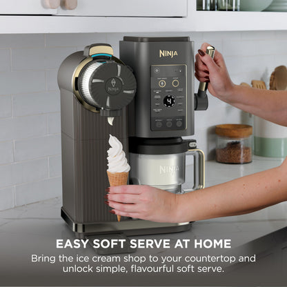 Ninja CREAMi Scoop and Swirl Soft Serve and Ice Cream Maker with 2x Tubs, 13 Functions, Makes Ice Cream, Soft Serve, Gelato, Sorbet, Milkshakes and More, Mix-In Option, Mocha NC701UKBR