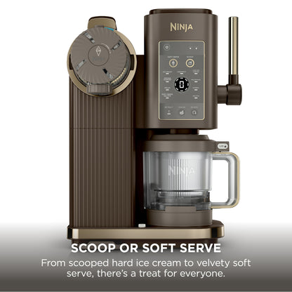 Ninja CREAMi Scoop and Swirl Soft Serve and Ice Cream Maker with 2x Tubs, 13 Functions, Makes Ice Cream, Soft Serve, Gelato, Sorbet, Milkshakes and More, Mix-In Option, Mocha NC701UKBR