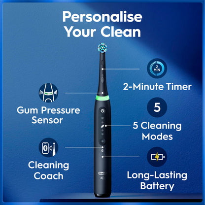Oral-B iO5 Electric Toothbrush, Black, with Travel Case and Spare Head